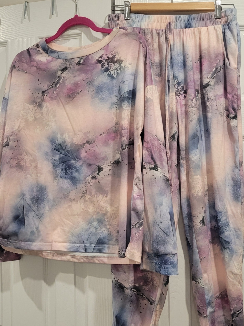 Floral Watercolor Jogger/Pajama Set - Pink & Purple